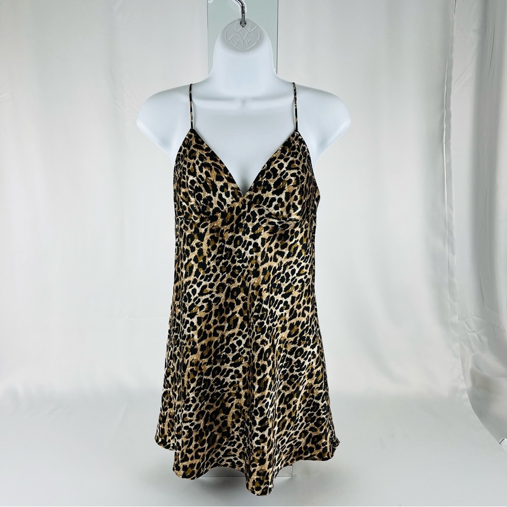 Victoria's Secret Leopard Print Tease Slip Mini Cami Babydoll S Black Brown